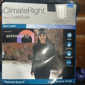 Cuddl Duds Black Long Sleeve Crew